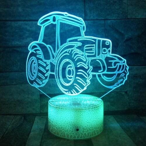 Tractor 3d Lamp 7 Color Crack Base Led C Night Lamps For Kids Touch USB Table Lampara Lampe Bluetooth Speaker Nightlight