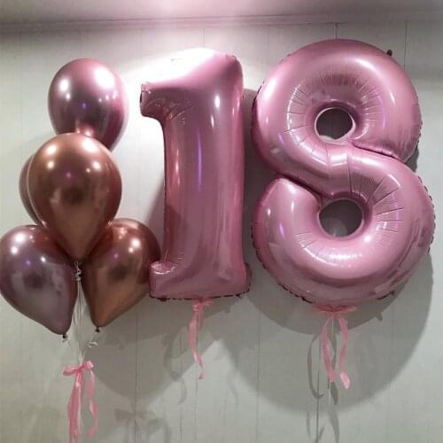 32/40inch Number 18 Balloon Gold Silver Blue Pink Color Digit Foil Balloons For Boy Girl 18th Birthday Anniversary Party Decor