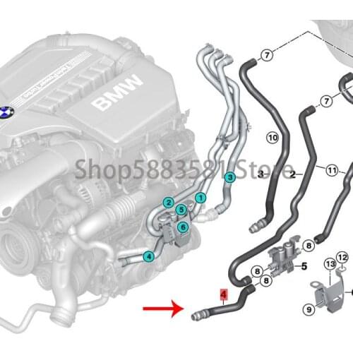 CAR coolant hose Inlet line bm wE71 X6 35IX N54 E71 X6 35IX N55 E70 LCI X5 35IX Engine water pipe Water tank coolant hose