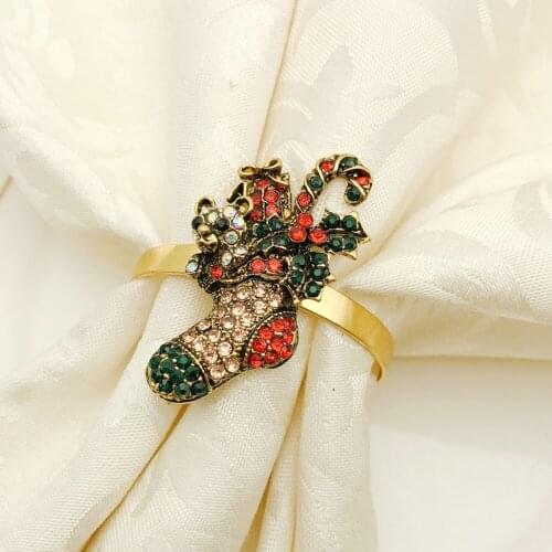 High-end Christmas Tree Napkin Ring Bow Flower Wreath Mouth Ring Hotel Sample Room Set Table Christmas Napkin Buckle