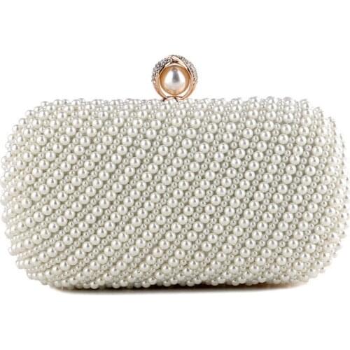 Pearls Squre Box Handbags Women 2021 New Chic Pearl Beaded Wedding Bride Clutchs Purse Korean Ladies Dinner Party Evening Bag