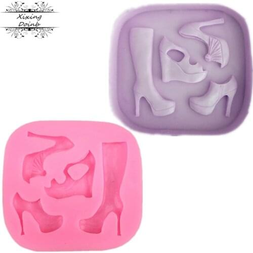 Womens various styles high-heeled shoes shape silicone mold cake decoration tools candy chocolate glue mold