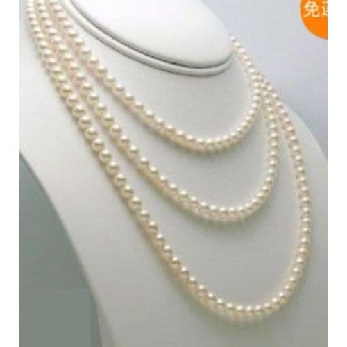 Women Gift word Love Shipping >>>>>6-7mm white freshwater Cultured pearl necklace 50" mujer for