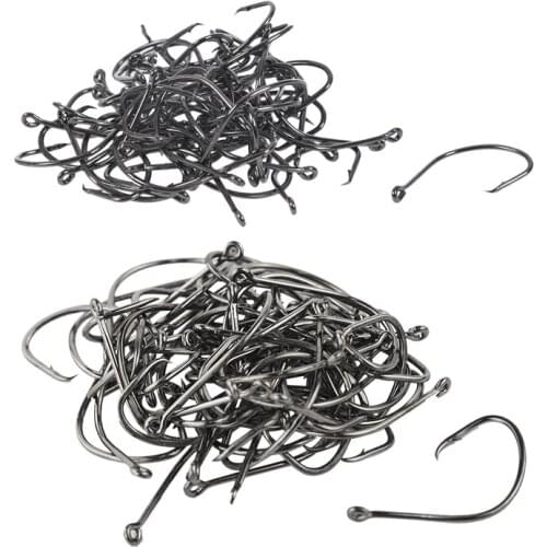 100 x Chemically Sharpened Octopus Circle Fishing Hooks Fishing Tackle Black #1/0 & #2/0