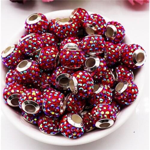 20 Pcs Set Cheap Large Hole European Crystal Beads Spacer Fit Pandora Bracelet Bangle Necklace For DIY Jewelry Making Women Girl