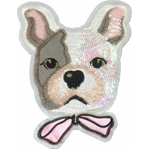 25 x 20cm Sequins Dog Patch Embroidery Patches for Clothes DIY Garment Accessories Big Motifs Sequin Fabric Sewing Appliques
