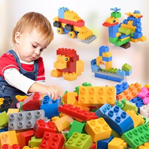 260PCS Big Size Brick Colorful Bulk Bricks Baseplates DIY Building Blocks Compatible Duploe With Figure Toys For Children Gifts