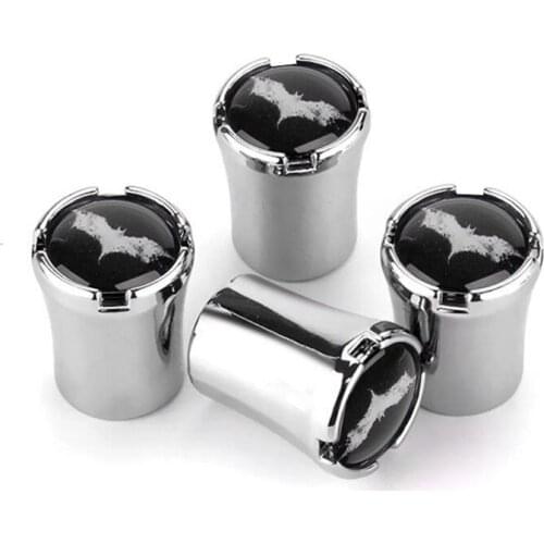 4pcs Silver Car Wheel Tire Valve Caps Bat Emblem Auto Tyre Valve Stem Dustproof Cover Motos Bicycle Parts Motorcycle Accessories