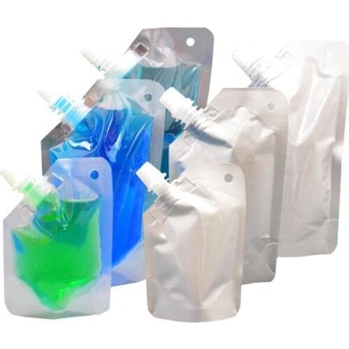 500pcs/lot Doypack Aluminum Foil Spout Bag For Drinking Liquid Storage Bag Jelly Milk Sauce Oil Transparent Stand Up bag