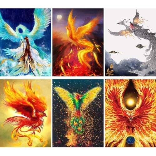 5D DIY Diamond Painting Fantasy Phoenix Animal Full Square Home Decoration Embroidery Flame Picture Sun god Craft Art Kits