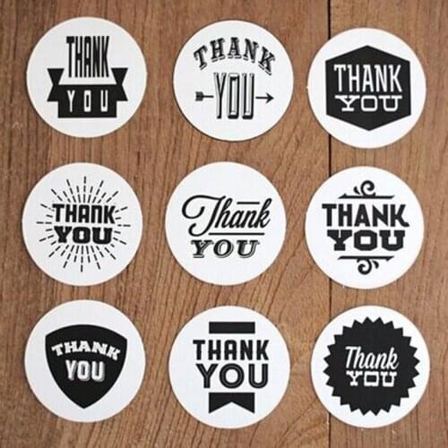 90pcs Thank You Gift Sticker Label Wedding White Round Paper Stickers DIY Vintage Seal Sticker Label Cake Candy Party Decoration