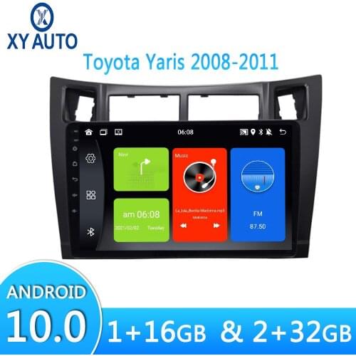 Car 9 Inch Android 10 HD Touch Screen GPS Navigation Multimedia Video Player For Toyota Yaris 2008-2011 Built-in Bluetooth WiFi