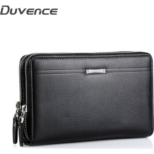 Large Men Wallet Business Card Holder Man Wallets PU Leather Long Purse Black Male Wallet for Phone Coin Multi-Pockets Zipper