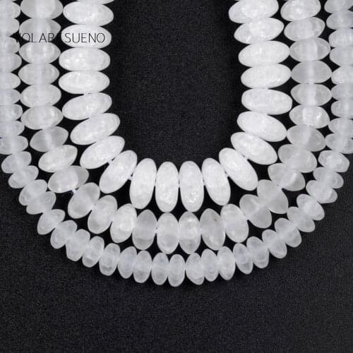 Natural Stone Beads White Cracked Crystal Beads For Jewelry Making Needlework Bracelet Round Loose Spacer Beads Accessories 15