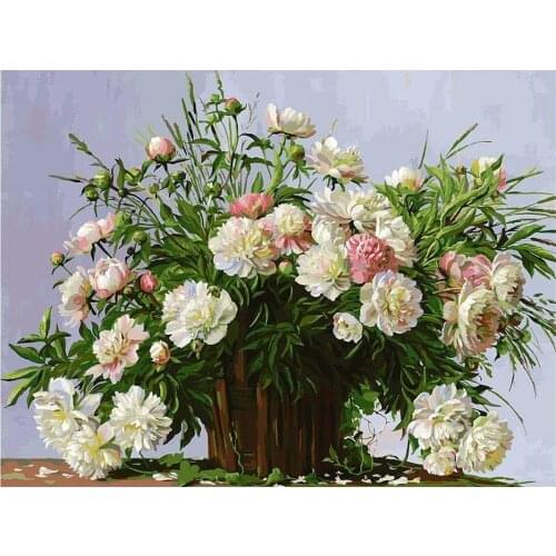 Flowers European Style DIY Cross Stitch 11CT Embroidery Kits Craft Needlework Set Cotton Thread Printed Canvas Home Wholesale