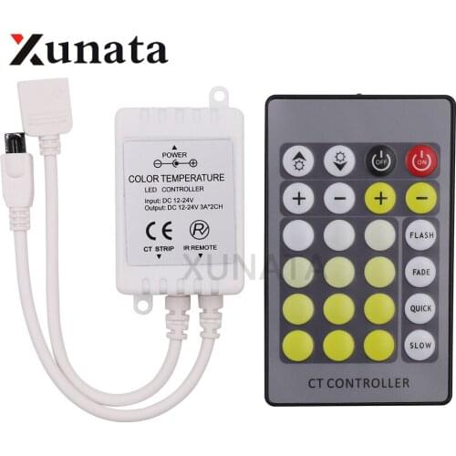 DC12V-24V 24Key 4Pins IR Remote Control Double Color SMD 5050 5630 LED Strip Light Color Temperature Controller