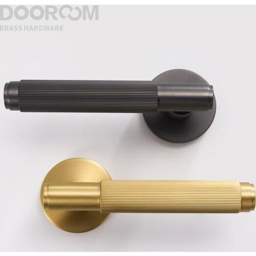 Dooroom Brass Door Lock Set Modern Grey Interior Bedroom Bathroom Double Wood Door Lever Set Dummy Handle Knob