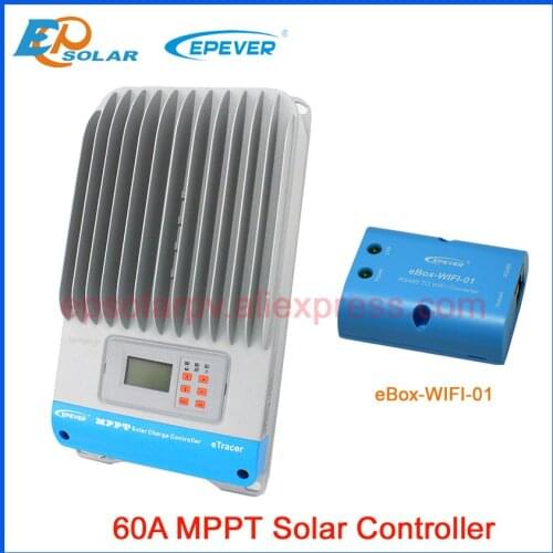 EPsolar ET6415BND + ebox-WIFI-01 60A Solar mppt charge controller 12v 24v 36v 48v with communication WIFI function