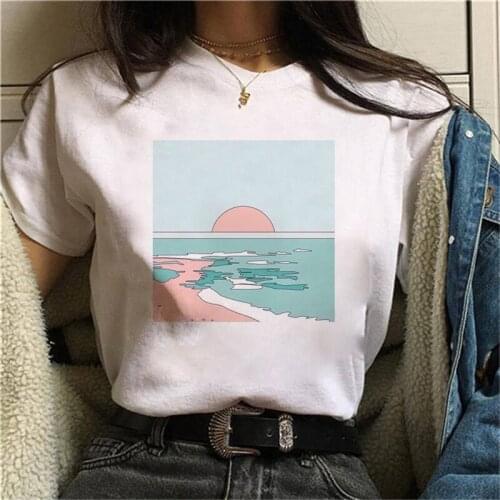 Cute Sun Printed T shirt Women 90s Graphic T-shirt Harajuku Tops Tee Short Sleeve Cute Animals Tshirt Womens Tshirts