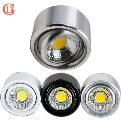 GD 5W 7W COB LED Downlight Dimmable Surface Mounted Ceiling Spot Light AC110V-220V Adjustable Ceiling Lamp W/Driver Silver/B/W