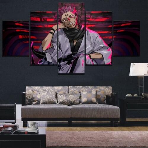 No Framed Canvas 5Pcs Anime Jujutsu Kaisen Manga Kids Wall Posters Pictures Paintings Home Decor Accessories Bedroom Decoration