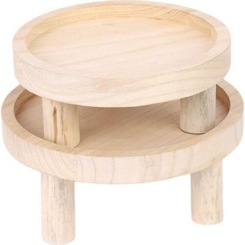 Hot-2Pcs Mini Wooden Stool Display Stand, Round Wooden Flower Stool Display Stand, for Indoor Outdoor Home Garden Decor