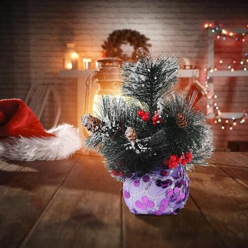 Artificial Plants Christmas Tree Simulation For Festival Wedding Party Tabletop Atmosphere Red Berries Mini Home Craft