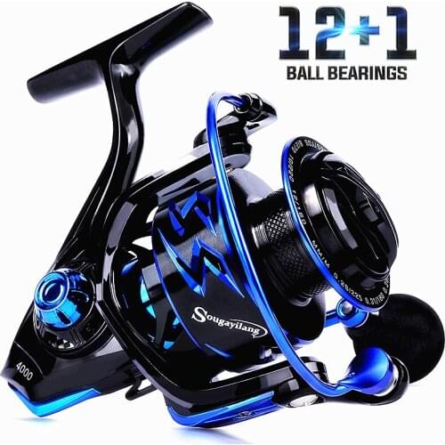 Sougayilang 12+1BB Spinning Fishing Reel 5.2:1/6.2:1 High Speed Ultra Smooth Spinning Fishing Reel for Feeder Carp Fishing Reel