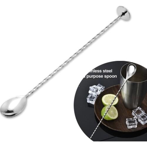 Stainless Steel Cocktail Spoon Spiral Drink Shaker Muddler Cocktail Double Head Stirrer Twisted Mixing Spoon Bar Accessories