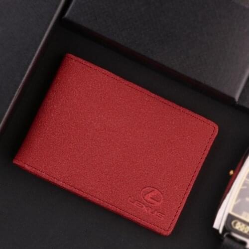 New leather short men wallet mini ultra-thin multi-function credit card holder for Lexus badge fashion drivers license purse