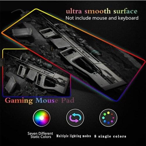 Gun Boys Love Mouse Mat Rubber Mouse Mat LED RGB with Seam Edge Desk Mat 900x400mm Gaming Accessories Gaming Desk Mousepad XxL