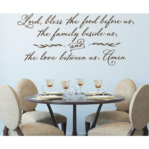 Kitchen Quote Wall Decals Lord, bless the food before us Christian Wall Sticker Prayer Dining Room Decor Vinyl Wallpaper X590