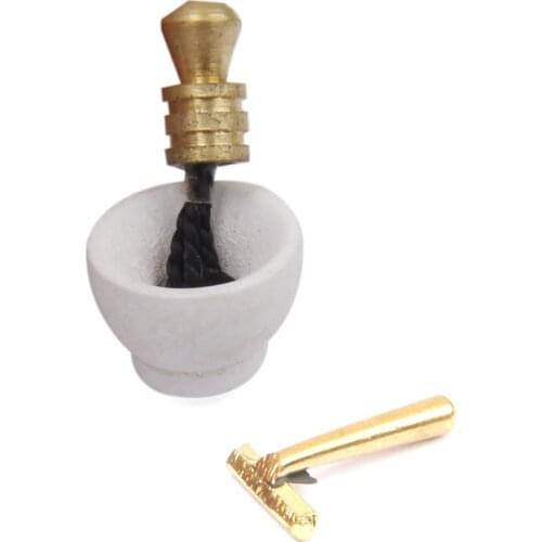 High Quality Kids 1/12 Dollhouse Miniature Shaver 3pcs Set Pretend Play Kitchen Toys Birthday Gift for Child Doll House Accesory