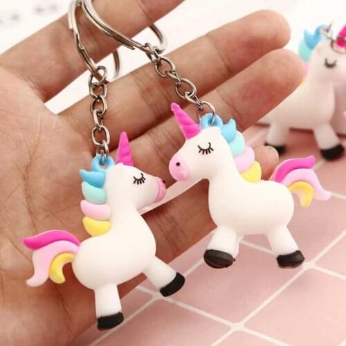 Trendy Diy Cute Fairytale PVC Unicorn Keychain Multi-style Horse Key Rings Holder Alloy Key Chain For Woman Girls Gift Jewelry