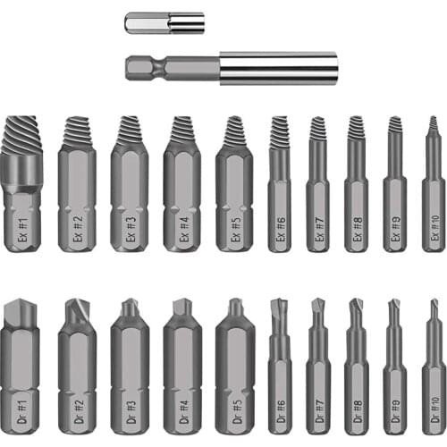 22 Pcs Damaged Screw Extractor Set Remove Broken Bolt Screw Remover with Magnetic Holder Socket Adapter