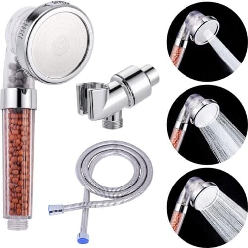 Shower Head Adjustable 3 Mode Shower Head Hand Shower High Pressure Water Bathroom Anion Filter Shower Saving Water Nozzle
