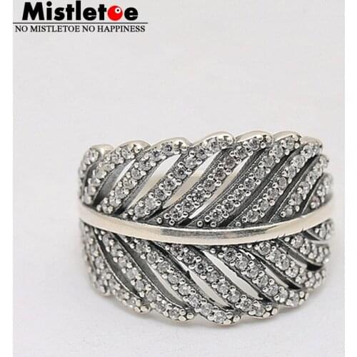 Genuine 925 Sterling Silver Light as a Feather, Clear CZ Ring Compatible with European Original Jewelry