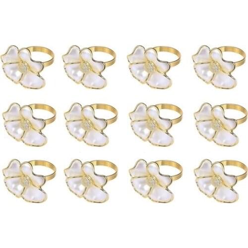 New 12Pcs/Lot Napkin Ring White Flower Napkin Ring Hotel Exquisite Napkin Button Wedding Table Decoration Napkin Ring