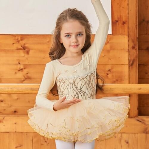 New Sequins Ballet Dance Dress For Girls Fairy Tutu Dance Wear Kids Stage Performance Wear Tutu Dance Dress Gymnastics JL1334