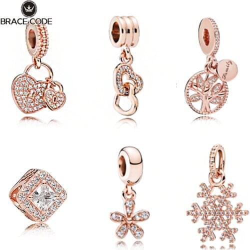 2pcs Rose Gold European Charm Accessories Factory Wholesale Fit Original Brand Men And Women Bracelet Necklace Production