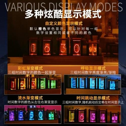 Pseudo Glow Tube Clock RGB Digital Luminous LED Desktop Creative Desktop Ornaments DIY Birthday Gift
