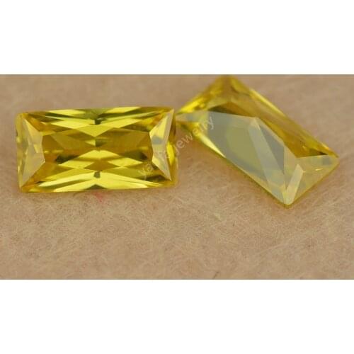 Sale 3x7~5X20 Golden Yellow Loose CZ Stone Elongated Rectangle Shape Princess Cut Cubic Zirconia Synthetic Gems For Jewelry