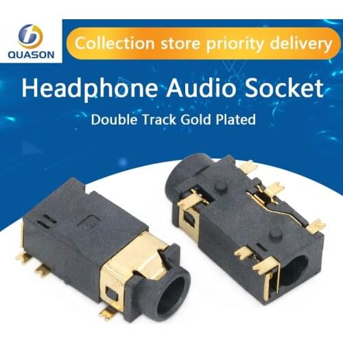100Pcs 3.5Mm Dip Headphone Socket Audio Socket Pj-342 Surface Mounted 6 Feet Double Track Gold Plated PJ342