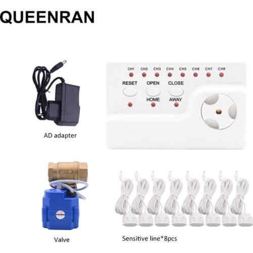 Russian Ukraine Water Leakage Sensor with 1pc DN15 DN20 DN25 Valve for Smart House Ptotectoin Water Leaking Overflow Detector