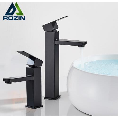 Matte Black Bathroom Vessel Sink Faucet Deck Mounted Basin Mixer Tap One Handle Cold and Hot Washing Tap Chrome/Brushed Gold