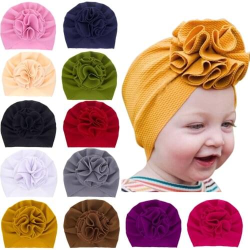 New 12Colors Baby Hat for Girls Flower Infant Turban Hats Baby Beanie Toddler Photography Props Soft Cotton Baby Girl Cap