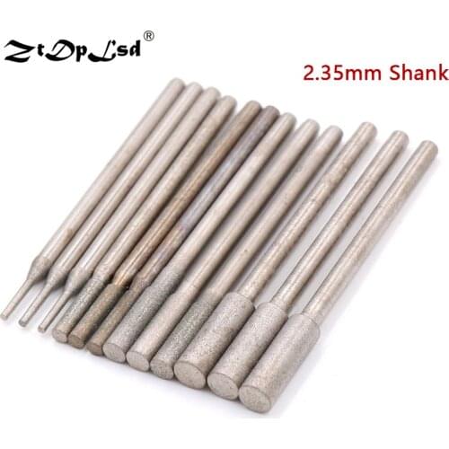 ZtDpLsd 1Pcs 1-4mm Diamond Coated Cylindrical Polishing Grinding Head Bits Carving Burrs For Jade Agate Rotary Tools A Needle