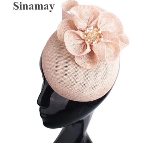 Imitation Sinamay Cocktail Fedora Cap Hair Clip Elegant Women Fashion Fascinator For Church Occasion Hair Accessories Flower