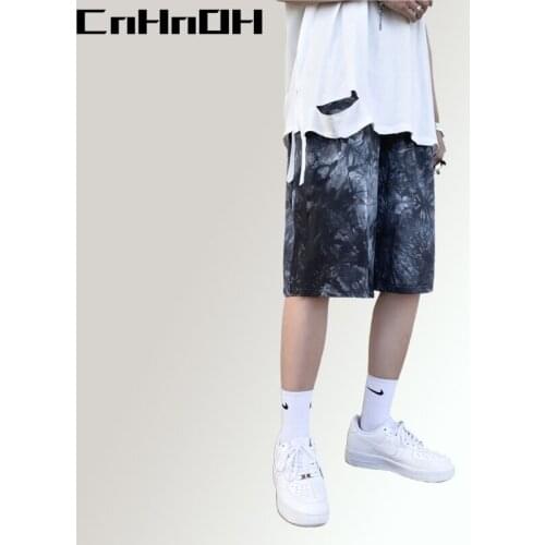 CnHnOH Shorts Male Tee Loose Tie-Dye Five-Point Pants Summer Japanese Chic Hip-Hop Straight Casual Pants YM-2618