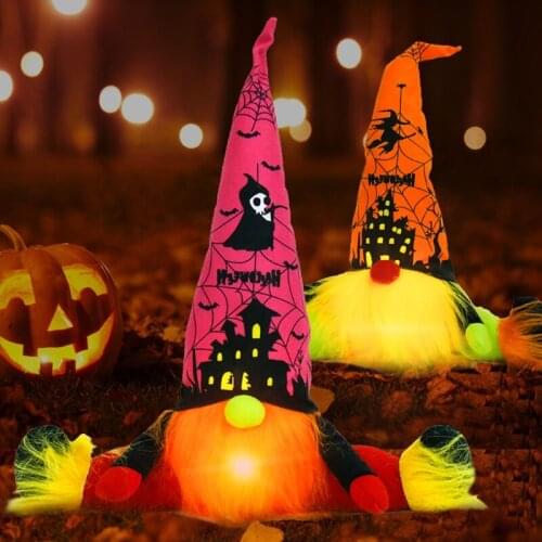 H55A Sitting Dwarf Gnome Doll Ornaments Halloween Lighting Cute Cartoon Dwarf Elf Home Decor Halloween Celebration Desktop
